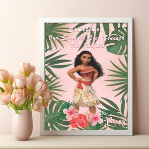 Moana Personalised Poster, Tropical Art Print, Disney Girls Bedroom Decor, Kids Room Nursery Wall Art, Mutului Moana Quotes Moana Kids Gifts
