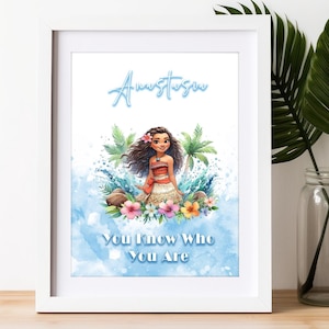 Moana Personalised Poster Disney Art Print Girl Bedroom Tropical Decor Kids Moana Room Nursery Wall Art Mutului Hei Hei Maui Moana Kids Gift
