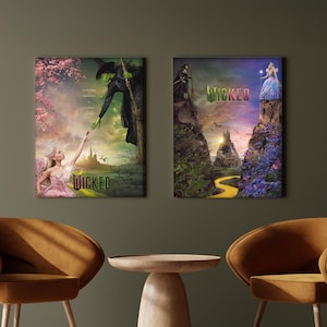 Wicked Movie Poster Set: Elphaba & Glinda, Broadway Musical Art Print