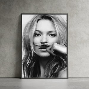 Póster de Kate Moss, Impresión de "La vida es una broma", Arte mural feminista, Kate Moss, Póster retro, Impresión artística de Kate Moss en blanco y negro, Impresión de modelo