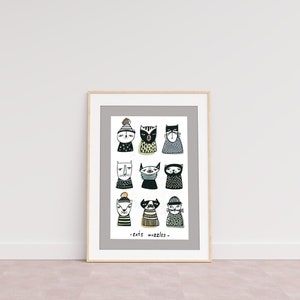 Cats Nursery Prints, Kids Bedroom Wall Prints, Childrens Cat Poster, Cool Boys Wall Art, Cute Cat Prints, Girls Playroom Animal Wall Decor