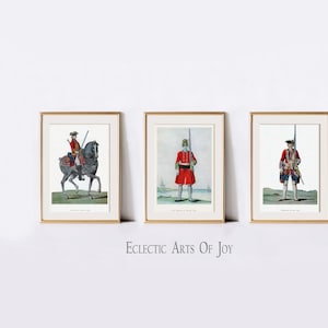 Vintage Militär Art Prints 3er Set Soldat Wandkunst Antike Britische US Armee Geschichte Wanddekor Galeriewand Set Armee Geschenk Bauernhausdekor