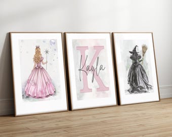 Wicked Set Of 3 Personalised Art Prints Custom Wicked For Good Glinda Elphaba Posters