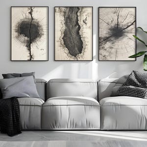 Tree Ring Wall Art Minimalist Black White Nature Art Print Modern Home Wall Decor Set of 3 Tree Ring Wall Posters Neutral Nordic Wall Art
