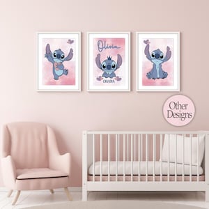 Stitch Angel Set of 3 Name Prints Personalised Lilo Stitch Posters Custom Lilo & Stitch Wall Art Bedroom Personalized Stitch Poster Nursery