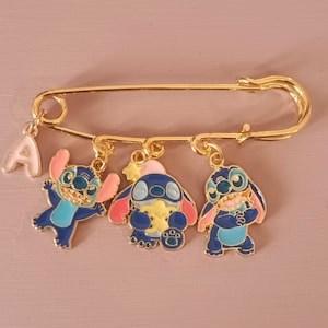 Broche de Stitch Personalizado com Emblema Lilo Stitch Ohana, Joias Lilo Stitch, Pingente de Stitch Disney, Joias Douradas, Pin Fofo para Ela