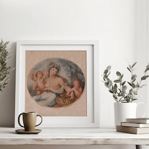 Vintage Putti Nympth Wall Print Neoclassicism Fine Art Romantic Antique Wall Decor Vintage Aesthetic Cottagecore Art Print Farmhouse Decor