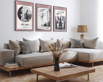 Vogue 1920-talsmodekonsttryck, set om 3, vintageväggdekor