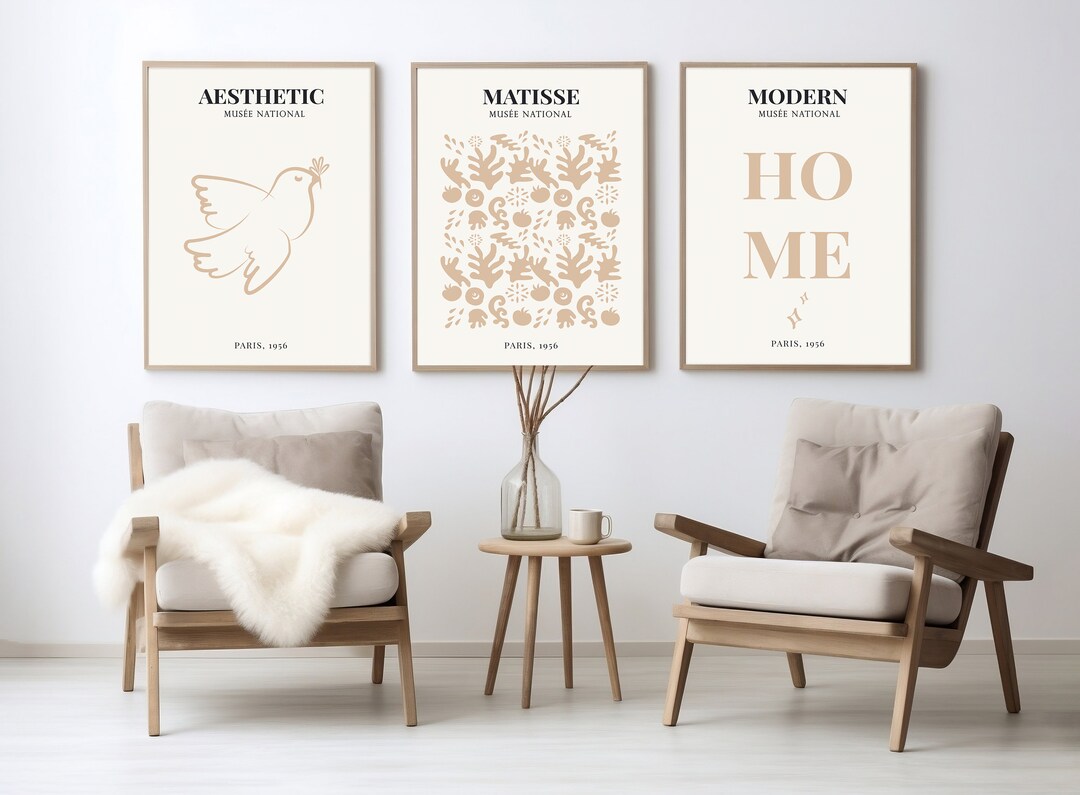 Set of 3 Henri Matisse Art Prints, Beige Abstract Posters, Neutral ...
