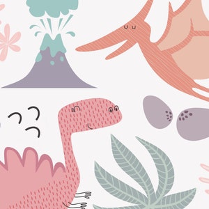 Personligt dinosaurietryck för flickor, rosa dinosaurieposter för barnrum/barnrum/sovrum bild 7
