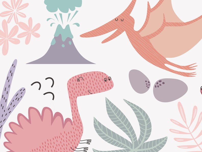 Personligt dinosaurietryck för flickor, rosa dinosaurieposter för barnrum/barnrum/sovrum bild 7
