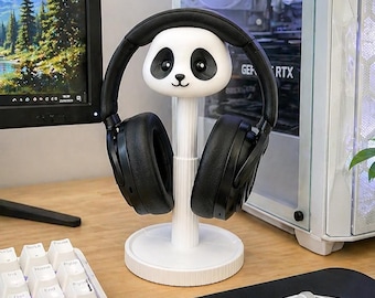 Supporto per cuffie a forma di panda, supporto regolabile per cuffie, simpatico organizer da scrivania, postazione gaming estetica, decorazione da scrivania streetwear, regalo per giocatori