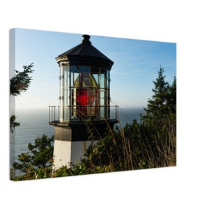 Oregon Lighthouse on Canvas, Nautical Wall Art Canvas, Lighthouse at Cape Meares, Lighthouse Beacon Print