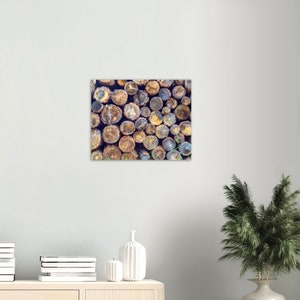 Stacked Log Poster Print: Rustic Wood Wall Art (20x16 in)
