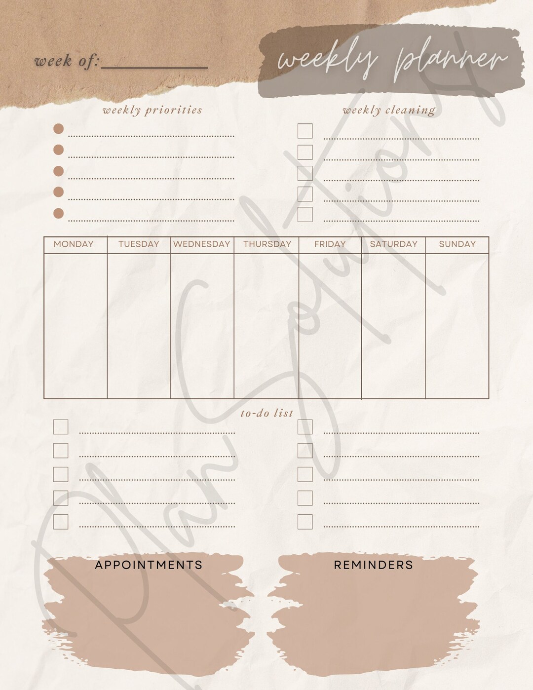 Customizable Weekly Planner - Etsy