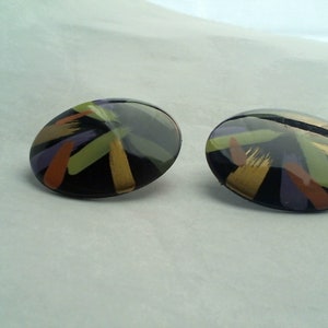 Vintage 1970s Large Post Stud Earrings/Multi-color/Statement Earrings