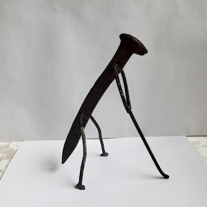 VINTAGE Rustic Black Iron Railroad Spike and Nails &quot;Golfer&quot; Metal Art Sculpture/Unique, Creative and Decorative Metal Figurine/Rare Find