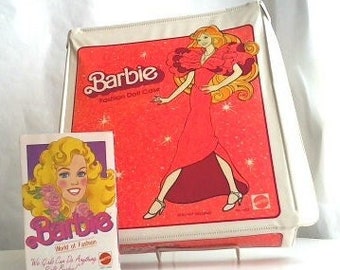Vintage Mattel Barbie Fashion Doll Case and Barbie World of Fashion Booklet/1980s