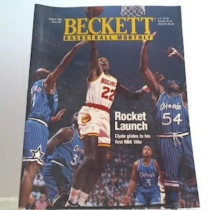 Vintage August 1995 Beckett Basketball Monthly Magazine / Rocket Launch Clyde gleitet zu seinem ersten NBA-Titel / Ausgabe # 61 / Basketball Card Collector