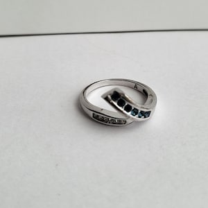 Vintage Avon Silver Tone with Blue and Clear Rhinestones Ring/Avon Ring/size 7/Statement Ring/Unique Ring/Silver Toned Band/