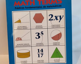 Vintage Book "Spanish Math Terms"/A Bilingual Illustrated Guide to Math Terms and Mathematical Operations/Winter & Caruso/Walch Pub/1993