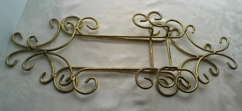 Vintage Pair of Antique Gold Toned Wrought Iron Metal Plate Racks ...