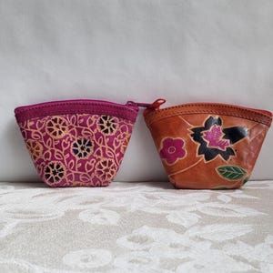 Monederos vintage de piel sintética con cremallera y diseños florales (juego de 2)/Colores y patrones llamativos y vivos/Estilo bohemio hippie/Elegantes y compactos