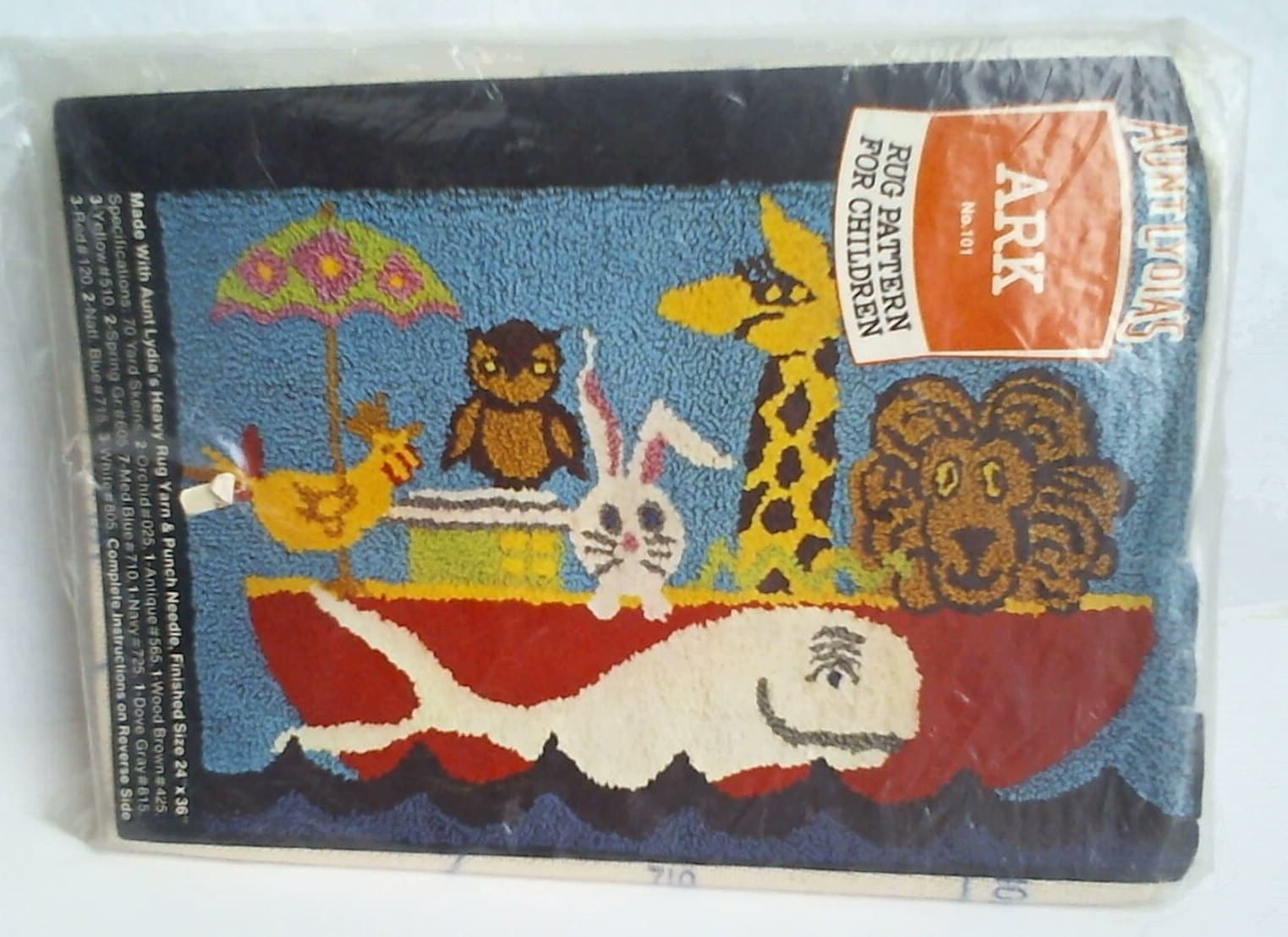 VINTAGE AUNT LYDIA'S "ark" Rug Pattern for Children/punch Needle Rug/no