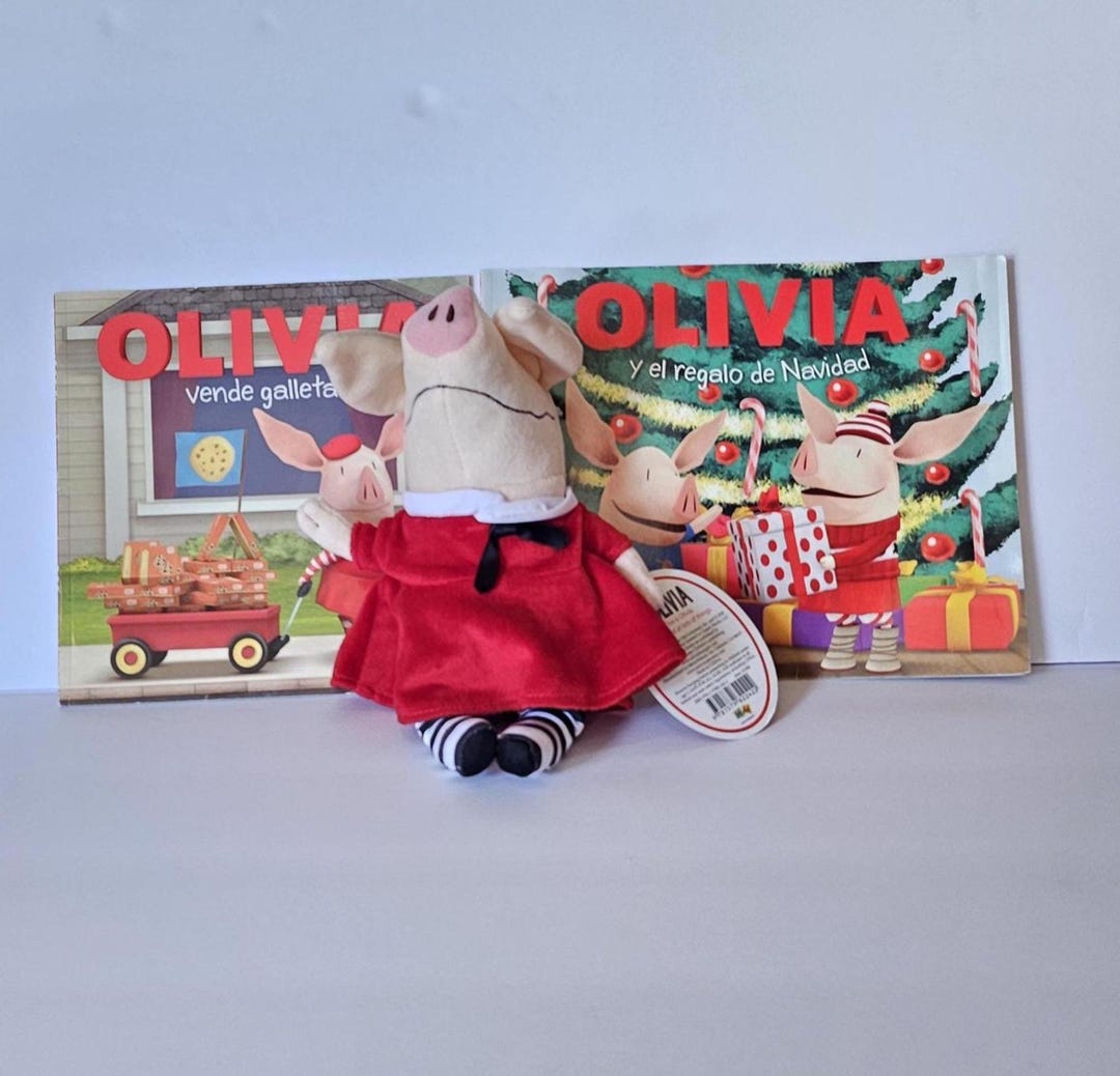 Olivia the Adorable Plush Pig Character and Two Spanish Edition