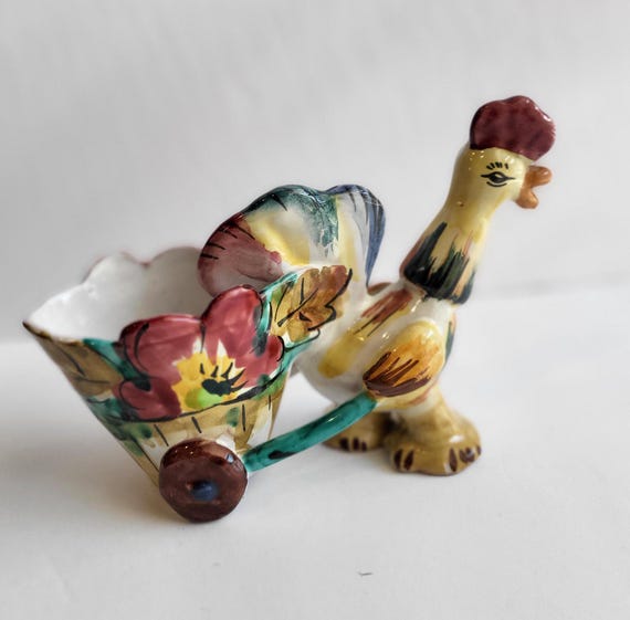 Vintage Rooster Pulling Cart Egg Cup Vintage Rooster Pulling Cart Egg Cup