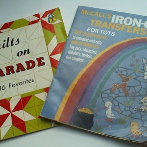 VINTAGE Books QUILTS on Parade and McCall's Iron-on Transfers for Tots/2 FOR 1/Quilt and Embroider