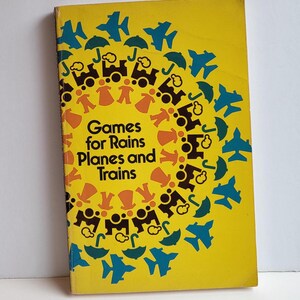 Libro antiguo "Juegos para aviones y trenes" de Gyles Brandreth/Juegos de palabras y cartas, rompecabezas, laberintos/Stephen Greene Press/Vermont/1974