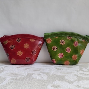 Monederos vintage de piel sintética con cremallera y diseños florales (juego de 2)/Colores y patrones llamativos y vivos/Estilo bohemio hippie/Elegantes y compactos