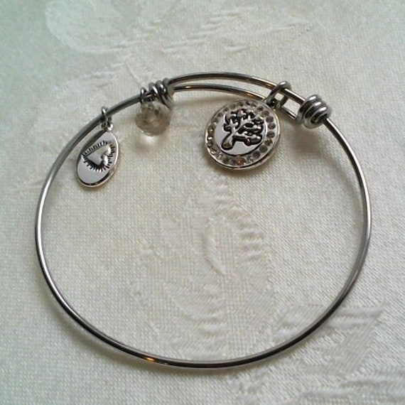 Bracciale Albero Della Vita 2 Strati In Pietre Naturali E Cristalli 7 Chakra - Gioiello Elastico Donna E Ragazza, Portafortuna Con Ciondolo Inciso
