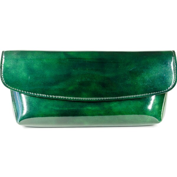 Dark Green Patent Clutch Mid Century Modern: vintage 50s 60s mcm handbag purse hunter forest glossy shiny retro sleek Fall Winter Spring