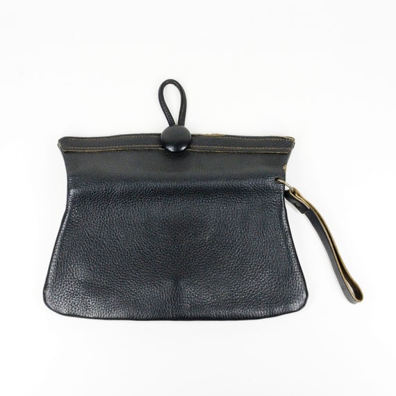 Vintage 50s Genuine Leather Black Wristlet Oversi… - image 9