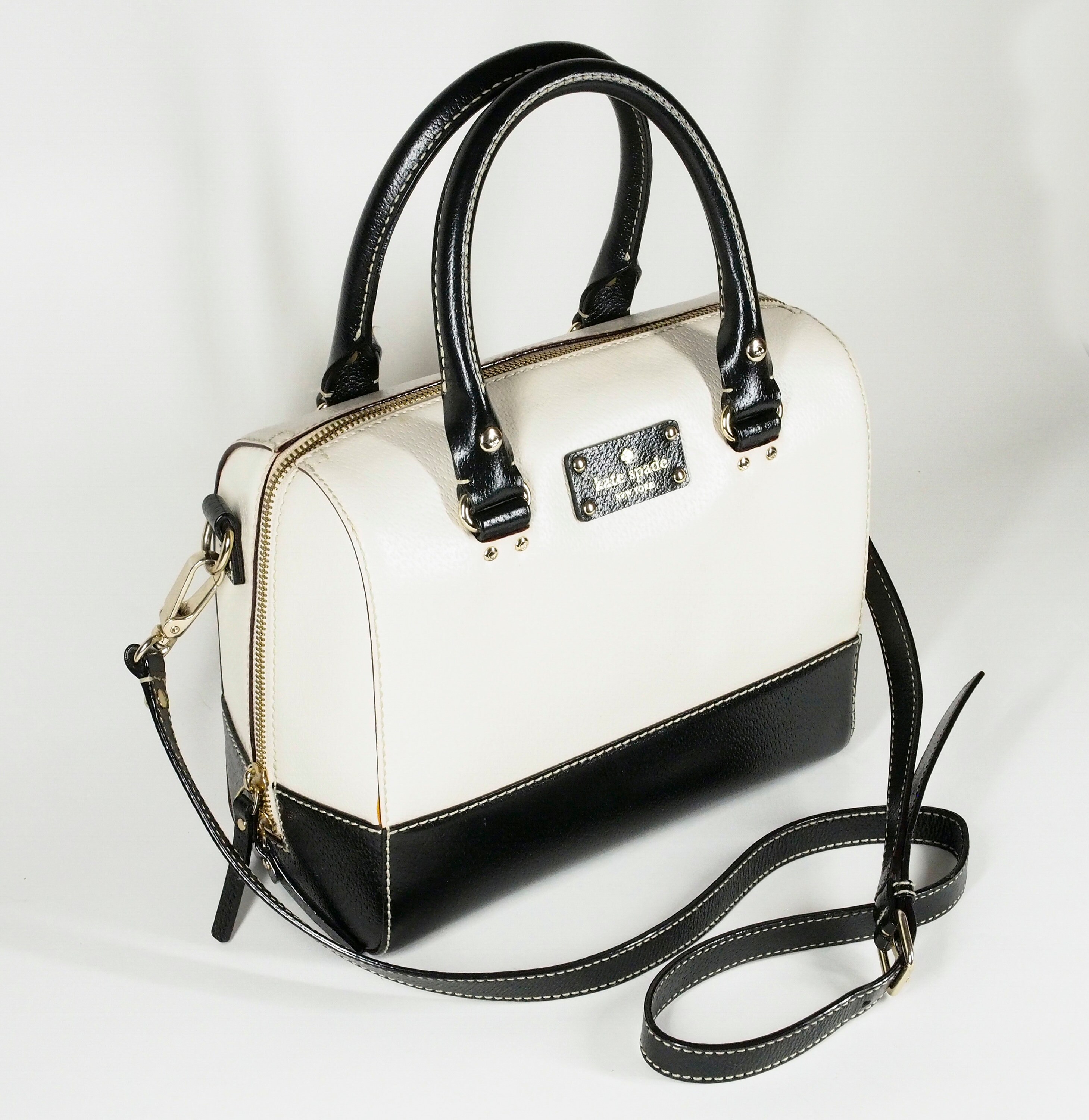 Kate Spade Handbag Black White Genuine Leather: Doctor Barrel - Etsy