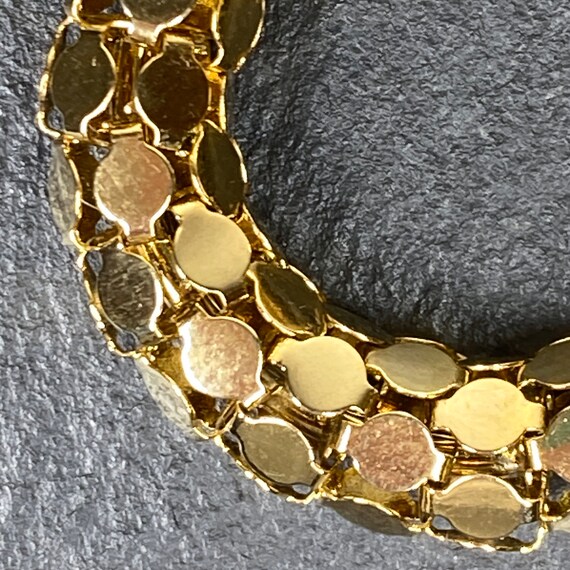 Gold Tone Metal Mesh Hoop Earrings Hinged Vintage… - image 7