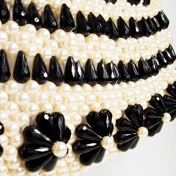Hand Beaded Vintage Mid Century Faux Pearl Facete… - image 8