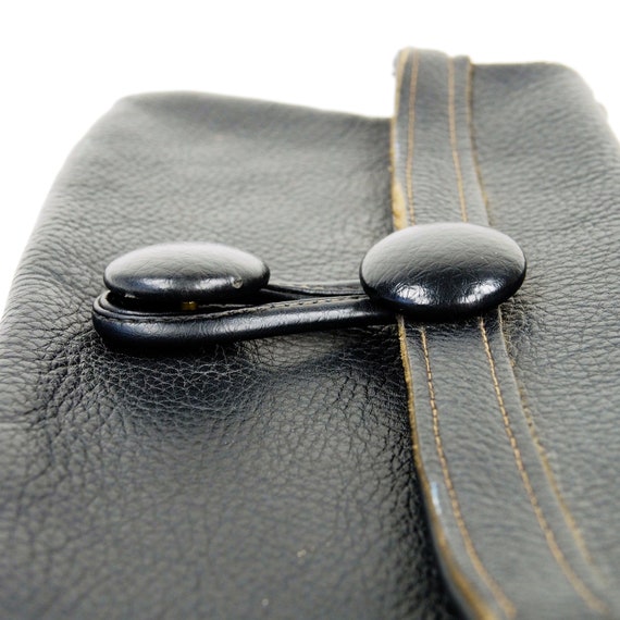 Vintage 50s Genuine Leather Black Wristlet Oversi… - image 3