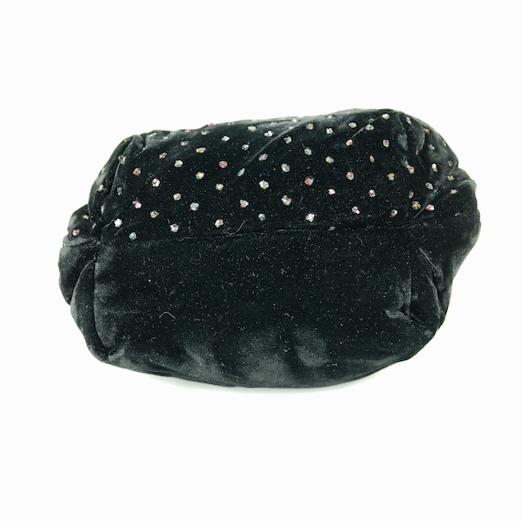 Black Velvet Velour Evening Pouch with Glitter Ac… - image 9