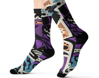 Hauntwear - Edgar Allan Poe and Raven Socks; Quoth the Raven: Stylish Socks for Poe Enthusiasts