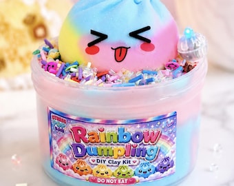 Kit de arcilla para hacer slime con luz y aroma "Arcoíris Dumpling"