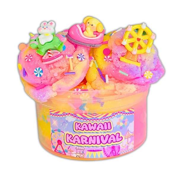 Kawaii Carnival Slime Scented Slime for Kids with Cute Kawaii Charms Stress Pop Slime