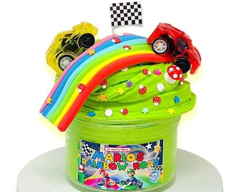 MARIO KART Rainbow Road Scented Slime Kit w/ DIY Clay Kit and Charms | Nintendo World Slime