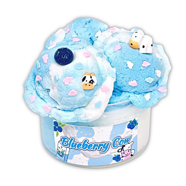 Blueberry Cow Ice Cream Scented Cloud Slime | Blueberry Milk Slime | Stress Pop Slime Shop