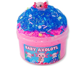 BABY AXOLOTL Slime Icee Fluff Slime Kit with Axolotl Charm Scented like Sugar Cookies Slime | Stress Pop Slime Cloud Slime