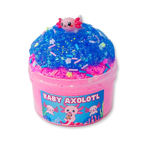 BABY AXOLOTL Slime Icee Fluff Slime Kit with Axolotl Charm Scented like Sugar Cookies Slime | Stress Pop Slime Cloud Slime