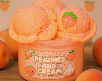 Peaches and Cream Cloud Slime: Fluffy & Drizzly, Peach Smoothie Scent