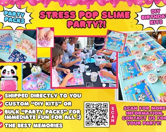 SLIME PARTY Custom Birthday Party Pack - Stress Pop Slime DIY Slime Party Kit